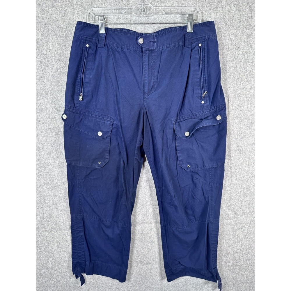 Lauren Ralph Lauren Size 14‎ Womens Pants Cargo Cropped Blue 100% Cotton